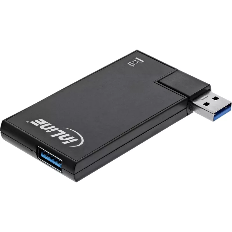 InLine USB 3.0 -keskitin kääntyvä, 4 porttia, musta