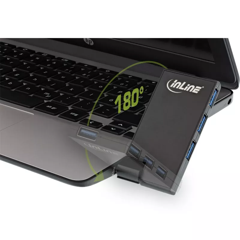 InLine USB 3.0 -keskitin kääntyvä, 4 porttia, musta