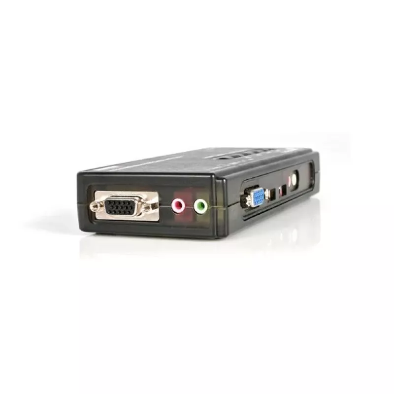 StarTech.com 4-porttinen musta USB-KVM-kytkinpaketti kaapeleilla ja äänellä