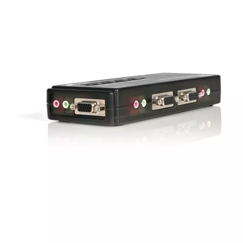 StarTech.com 4-porttinen musta USB-KVM-kytkinpaketti kaapeleilla ja äänellä