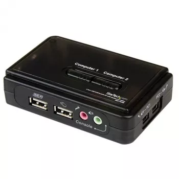 StarTech.com 2-porttinen musta USB-KVM-kytkinpaketti äänellä ja kaapeleilla