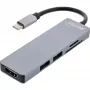 InLine-monikeskitin USB 3.2 Gen.1, 2x USB-A, HDMI 4K/30Hz, kortinlukija, alumiini, harmaa