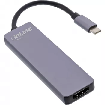 InLine-monikeskitin USB 3.2 Gen.1, 2x USB-A, HDMI 4K/30Hz, kortinlukija, alumiini, harmaa