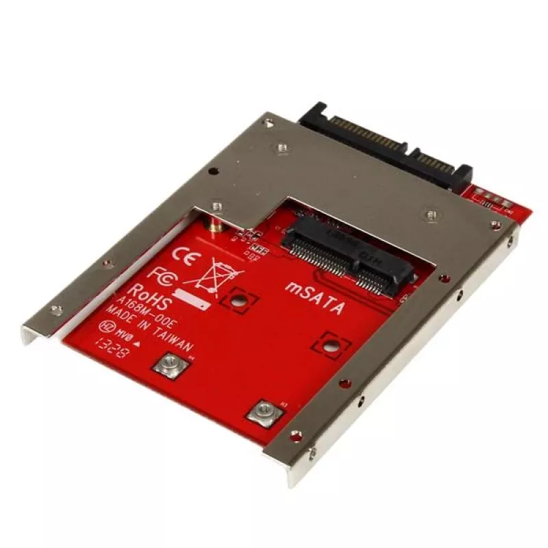 StarTech.com SAT32MSAT257 mSATA SSD – 2,5 tuuman SATA -sovitin / -muunnin, 22-nastainen SATA, 6 Gbit/s, musta, punainen, hopea