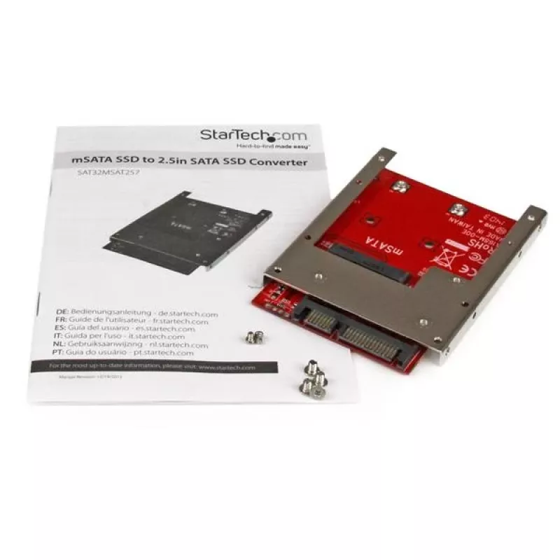 StarTech.com SAT32MSAT257 mSATA SSD – 2,5 tuuman SATA -sovitin / -muunnin, 22-nastainen SATA, 6 Gbit/s, musta, punainen, hopea