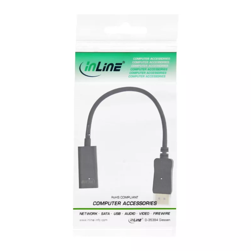 InLine DisplayPort-HDMI-sovitin äänellä, DisplayPort uros / HDMI naaras, 4K/60Hz