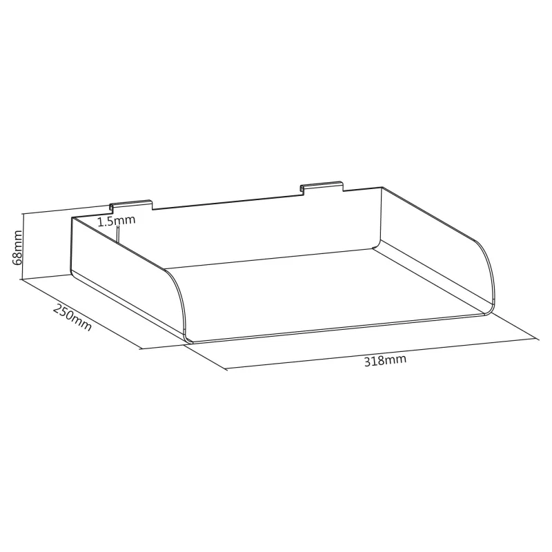 Modulaarinen hylly InLine Slatwall Shelf large valkoinen teräs 318 mm 250 mm 68 mm