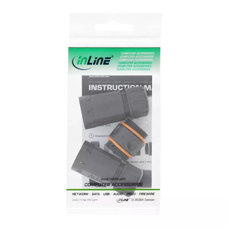 InLine Cat.6A liitin, vedenpitävä IP68, 2x RJ45 F/F, 1:1