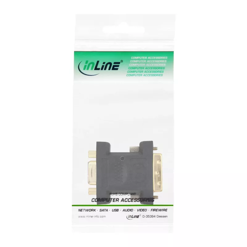 InLine DVI-A sovitin DVI 12+5 uros - VGA 15HD naaras kullattu