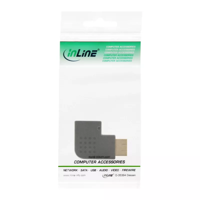 InLine HDMI-adapteri uros/naaras, sivulle oikealle kulma, kullattu 17600T