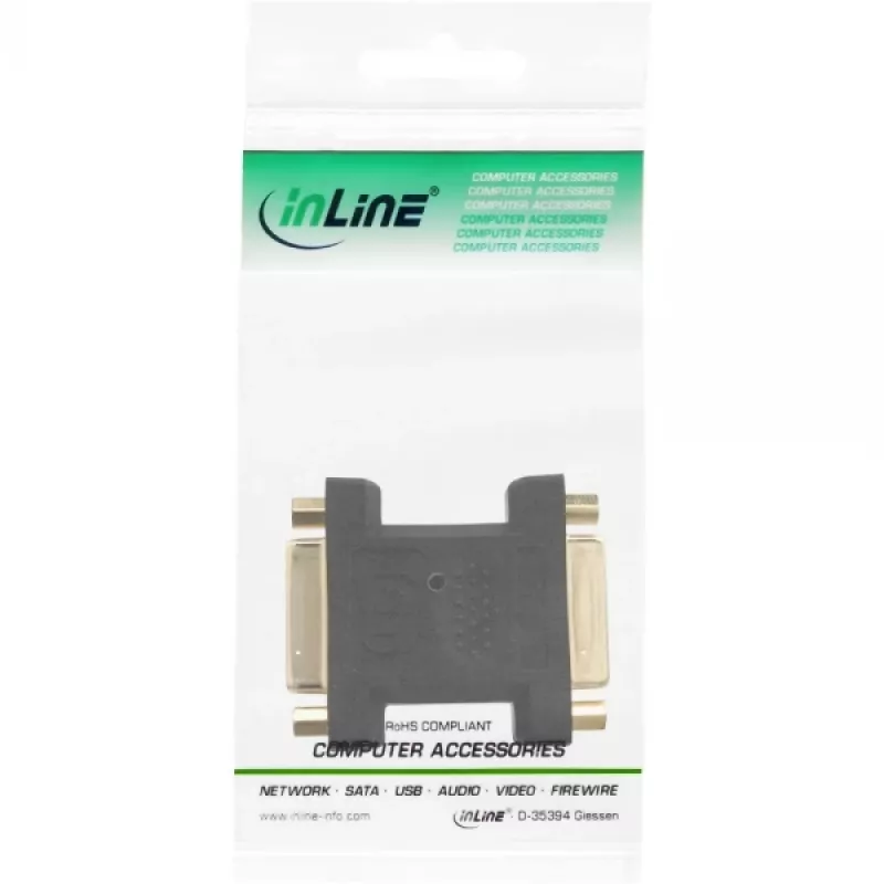 InLine DVI-I -adapteri digitaalinen + analoginen 24+5 naaras / naaras, musta, kullattu