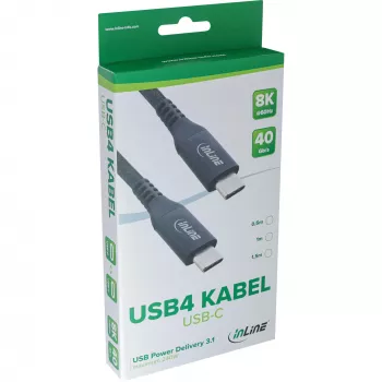 USB4-kaapeli InLine 35906A 0,5 m USB-C uros/uros 8K60Hz musta