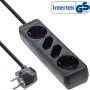 InLine pistorasia, 4-osainen, 2x CEE7/3 + 2x Euro CEE 7/16, musta, 1,5 m
