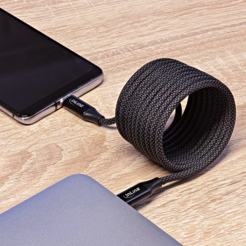 InLine magneettinen USB-C-kaapeli, USB-C-uros/uros, 100W, musta, 1,5 m