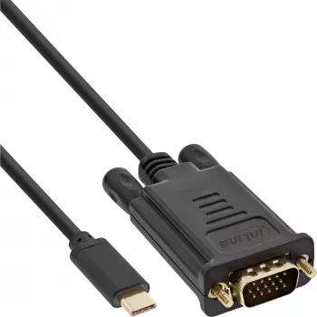 InLine USB-näyttökaapeli, USB-C uros / VGA uros (DP Alt Mode), musta, 2 m