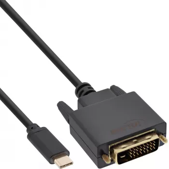 InLine USB-näyttökaapeli, USB-C uros / DVI uros (DP Alt Mode), musta, 1 m