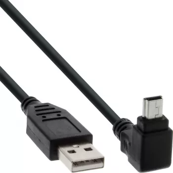 InLine USB Type-A-uros / Mini 5-pin-uros ylöspäin 90° kulma, musta, 2 m