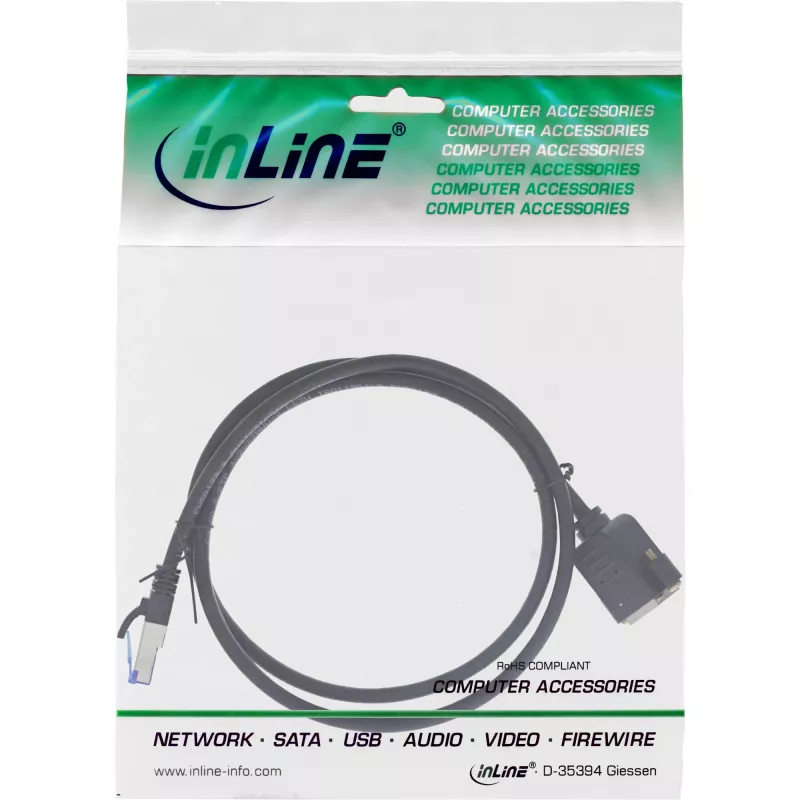 InLine verkkokaapeli integroidulla jatkolla, S/FTP (PiMf), Cat.6A, LSZH, kupari, 3 m
