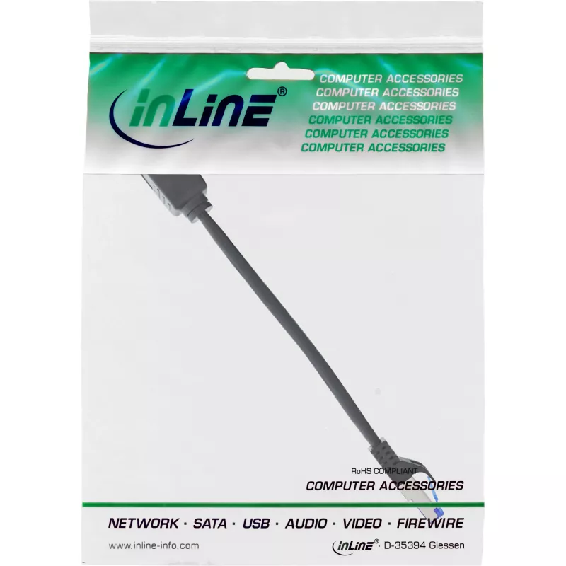 InLine verkkokaapelin jatko, RJ45-suojaus, S/FTP (PiMf), Cat.6A, 0,2 m