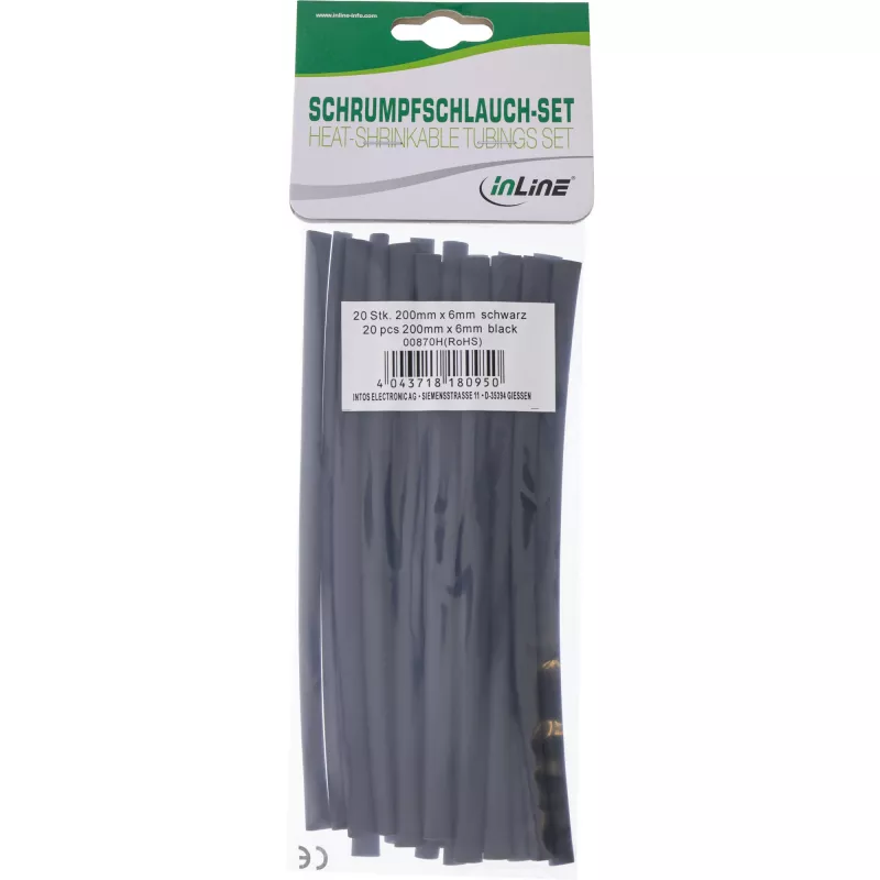 Supistussukka InLine 200 mm pituus, 6 mm–3 mm halkaisija, 20 kpl, musta
