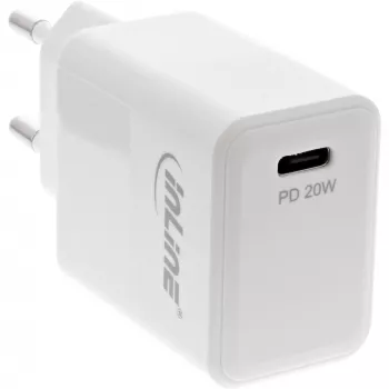 InLine USB PD -laturi yksittäinen USB-C, Power Delivery, 20W, valkoinen