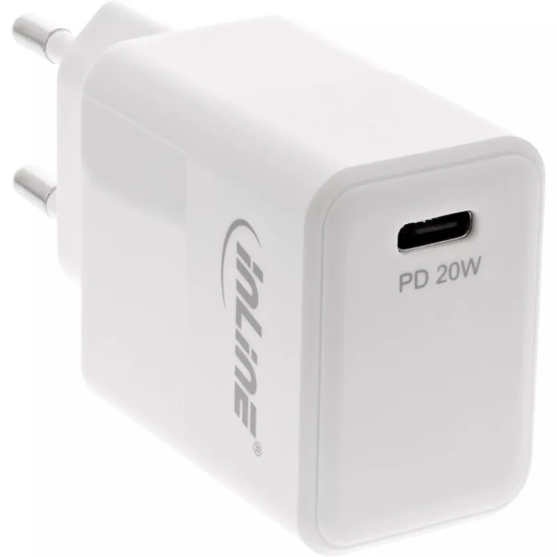 InLine USB PD -laturi yksittäinen USB-C, Power Delivery, 20W, valkoinen