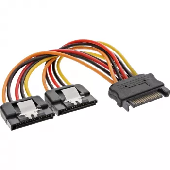 InLine SATA-virta Y-kaapeli naaras / 2x uros turvalukituksella, 0,30 m