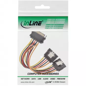 InLine SATA-virta Y-kaapeli naaras / 2x uros turvalukituksella, 0,30 m