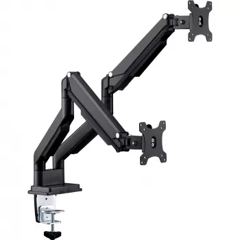 InLine pöytäteline nostomekanismilla ja USB/audio, 2 näyttöä enintään 81 cm (32 tuumaa), musta