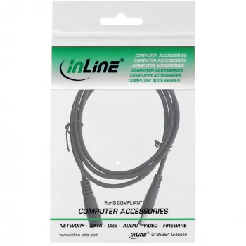 InLine DC-jatkokaapeli, DC-uros/naaras 5,5x2,1 mm, musta, 0,5 m