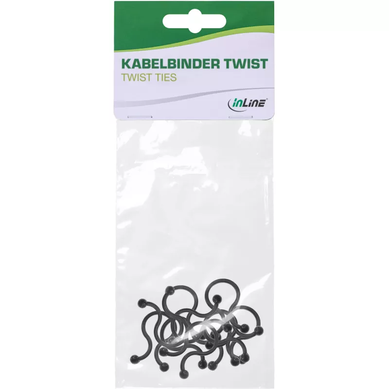 Twist Ties InLine 22 mm, musta, 10 kpl — kaapelin/johtimen kiinnike