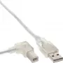 InLine USB 2.0 -kaapeli vasen kulmaliitin Type-A uros / B uros läpinäkyvä 3 m