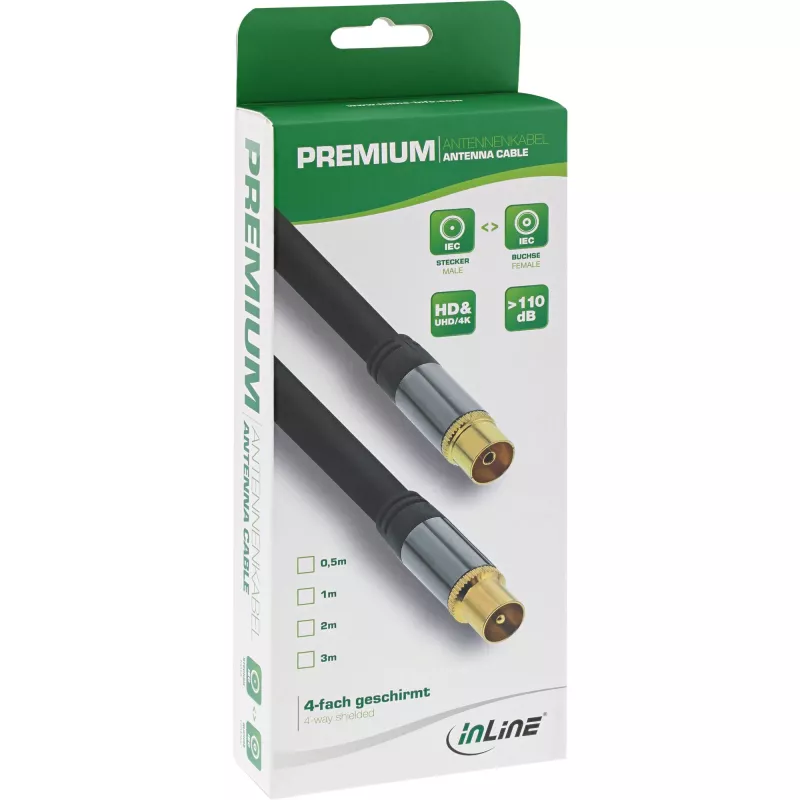 Antennikaapeli InLine Premium 69203P 4-kertainen suojaus >110 dB musta 3 m
