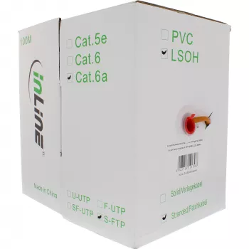 InLine verkkokaapeli S/FTP PiMF Cat.6A halogeeniton 500 MHz oranssi 100 m