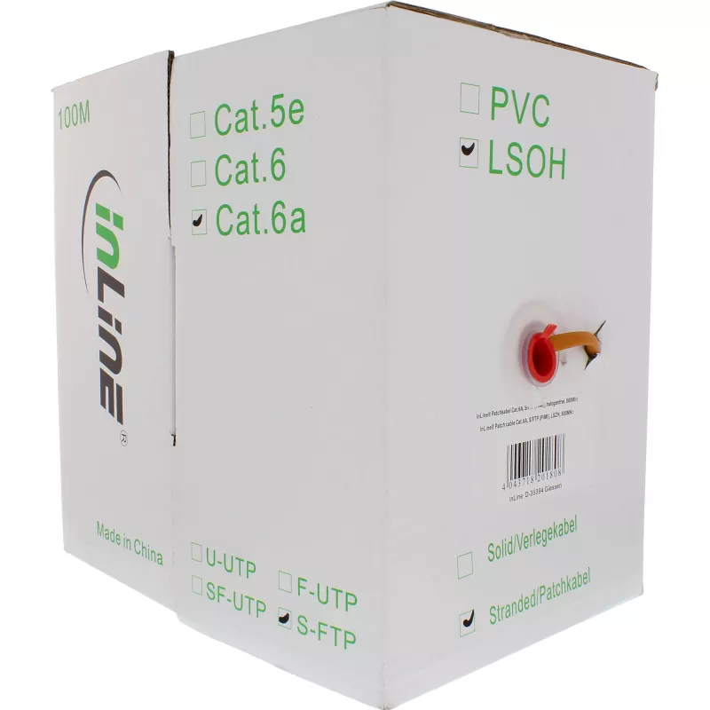 InLine verkkokaapeli S/FTP PiMF Cat.6A halogeeniton 500 MHz oranssi 100 m