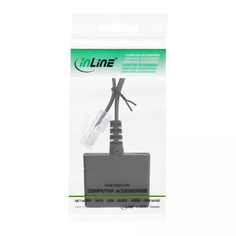 InLine TAE-sovitinkaapeli RJ45-uros - TAE-N- & RJ11-naaras 69943