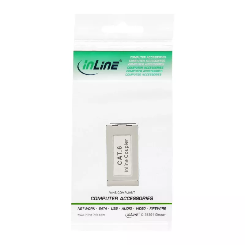 InLine Cat.6 -sovitin, suojattu, metalli, 2x RJ45 F/F, 1:1