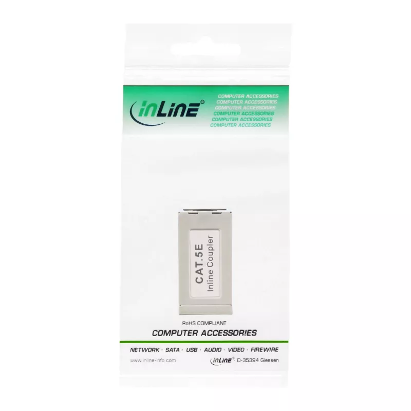 InLine Cat.5e -sovitin, täysin suojattu, metalli, 2x RJ45 F/F, 1:1