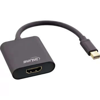Mini DisplayPort - HDMI -sovitin InLine 4K/60Hz äänellä, alumiini, 0,15 m, musta