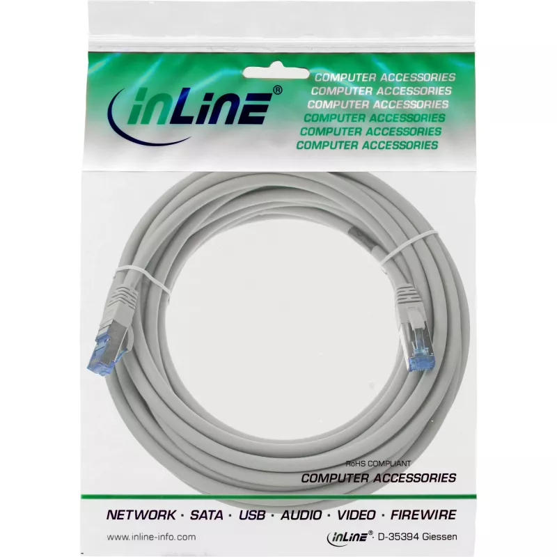 InLine verkkokaapeli S/FTP PiMF Cat.6A halogeeniton 500 MHz harmaa 30 m