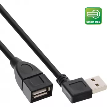 InLine USB 2.0 Smart -kaapeli kulmaliitin + käännettävä Type-A uros / naaras musta 2m
