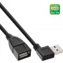 InLine USB 2.0 Smart -kaapeli kulmaliitin + käännettävä Type-A uros / naaras musta 1m