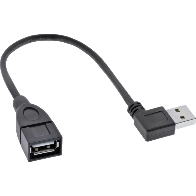 InLine USB 2.0 Smart -kaapeli kulmaliitin + käännettävä Type-A uros / naaras musta 0,2 m