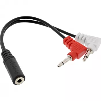 InLine audio-tasoliitäntäkaapeli, 2x 3,5 mm pistoke - 3,5 mm liitäntä 3-napainen, 0,15 m