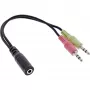 InLine audio-headset-sovitinkaapeli, 2× 3,5 mm pistoke - 3,5 mm liitäntä 4-napainen, OMTP, 0,15 m