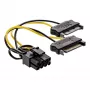 InLine virtasovitinkaapeli, 2x SATA pistoke / 8-pin PCI-Express pistoke, 0,15 m