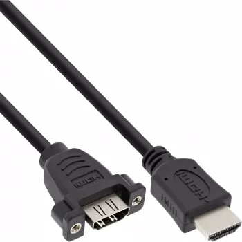 HDMI 4K2K sovitin Type-A pistoke / A liitäntä laipalla 0,6 m InLine 17500B