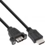 HDMI 4K2K sovitin Type-A pistoke / A liitäntä laipalla 0,6 m InLine 17500B