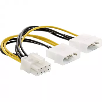 InLine virtasovitinkaapeli, 2x 5,25 tuuman pistoke / 8-pin PCI-Express pistoke, 0,15 m