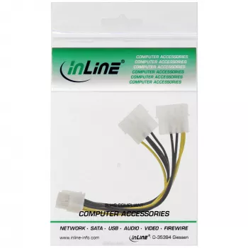 InLine virtasovitinkaapeli, 2x 5,25 tuuman pistoke / 8-pin PCI-Express pistoke, 0,15 m